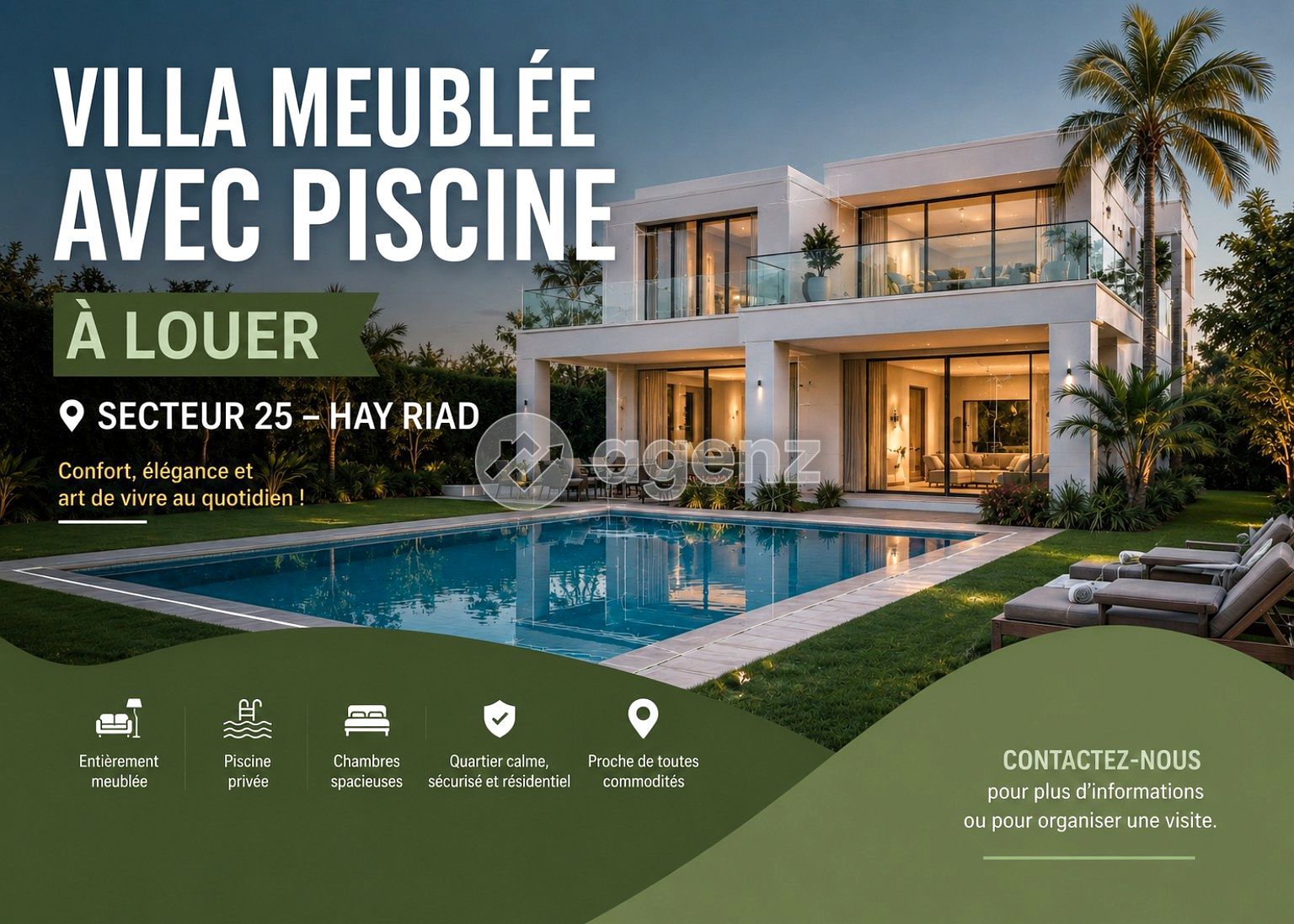 Luxueux Villa de 5 chambres A louer à Hay Riad