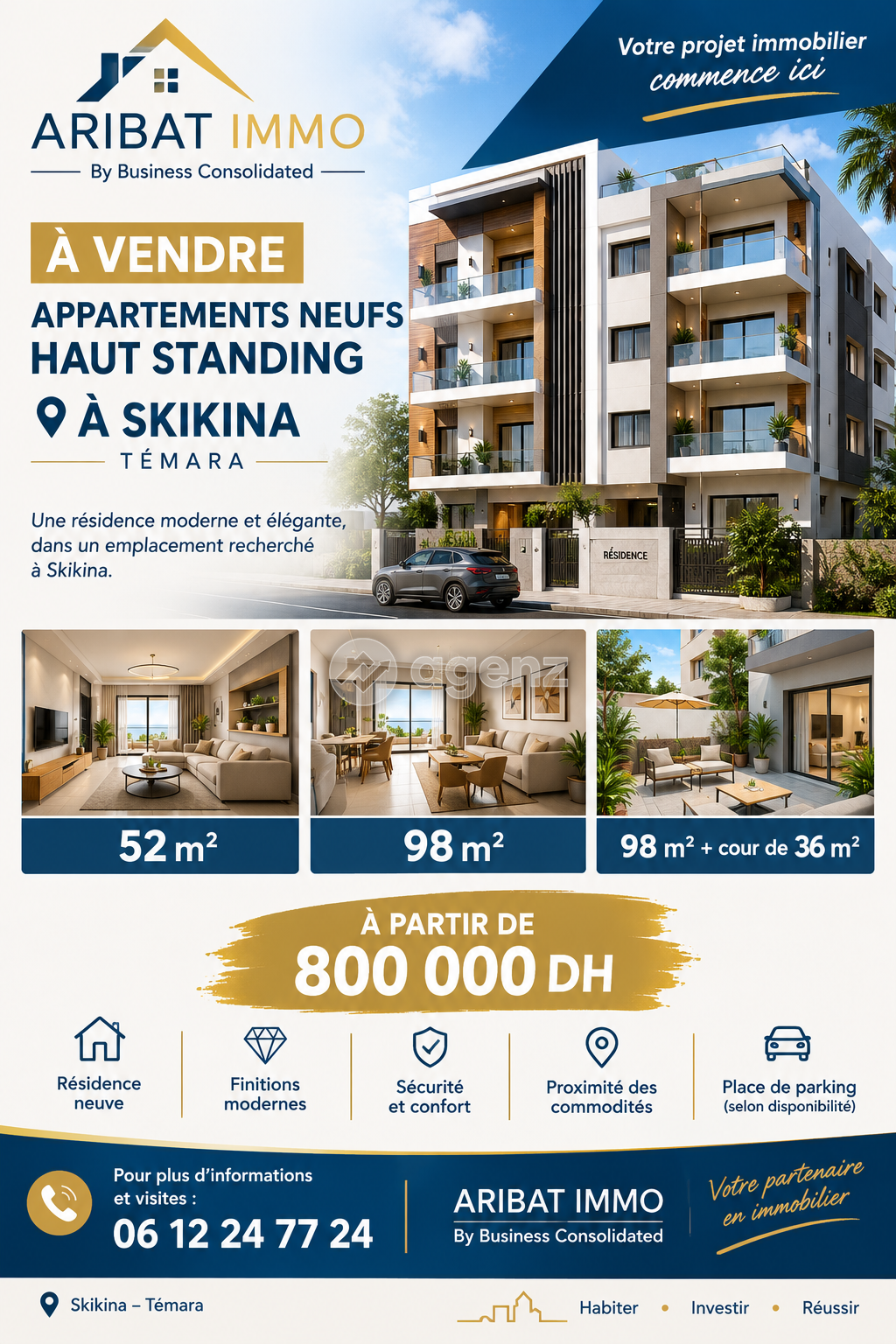 Appartement de 2 chambres à vendre à Skikina neuf à Skikina, Skhirate- Témara | Agenz