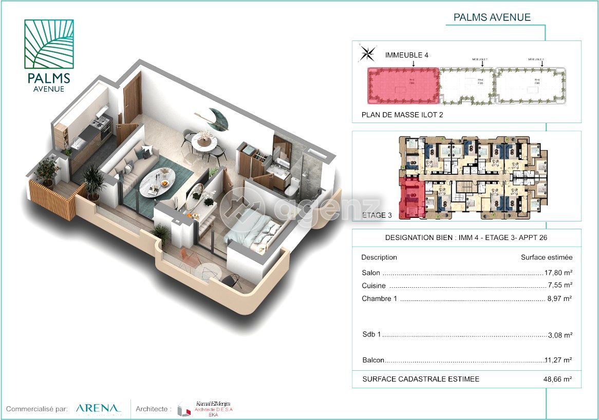 Moderne Studio à vendre à Palms Avenue Rocade sud Casablanca